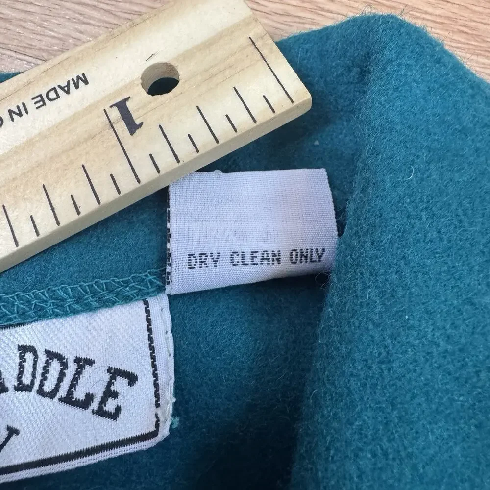 Women’s Vest 1X Vintage Turquoise Wool Blend Equestrian Country Cowboy 90s Teal